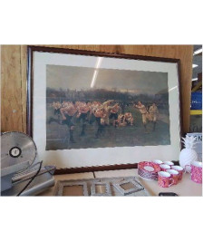 LITHOGRAPHIE THE RUGBY MATCH PAR WILLIAM BARNS WOLLEN