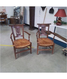 PAIRE DE FAUTEUILS PAILLÉS NORMANDS