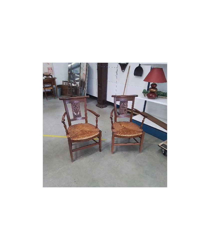 PAIRE DE FAUTEUILS PAILLÉS NORMANDS