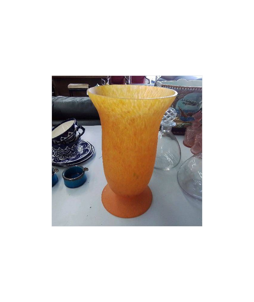 VASE PATE DE VERRE ORANGE