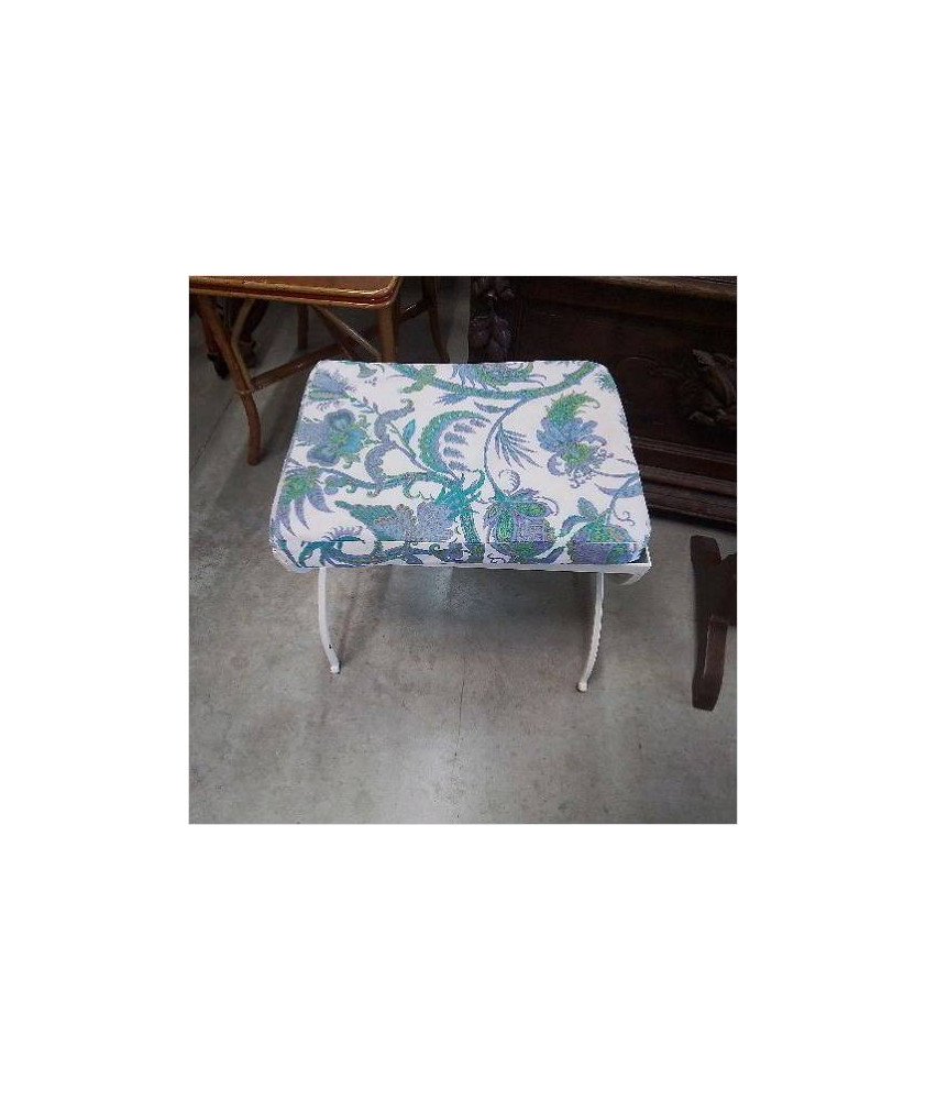 TABOURET METAL TISSU FLEURI