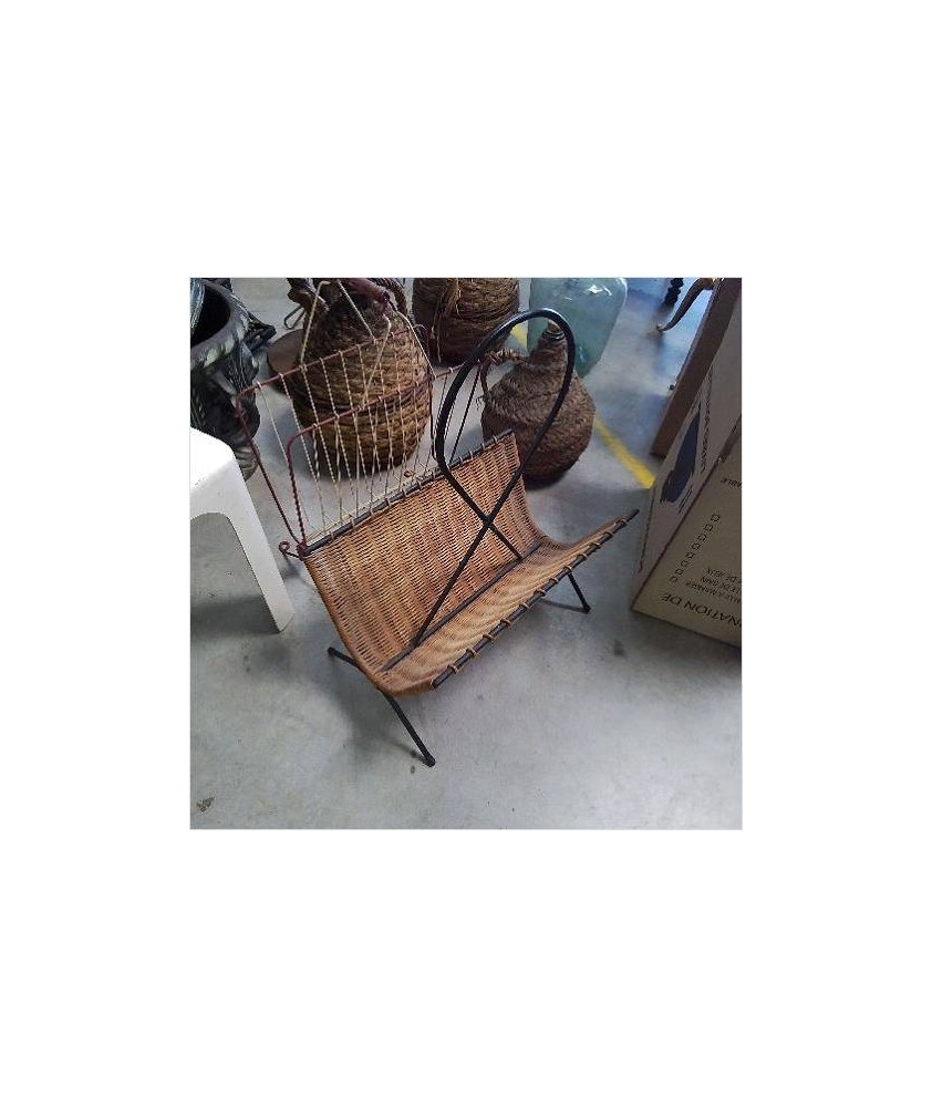 PORTE REVUES ROTIN METAL