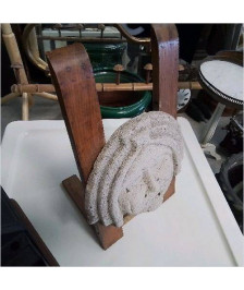 SCULPTURE PIERRE SUPPORT BOIS
