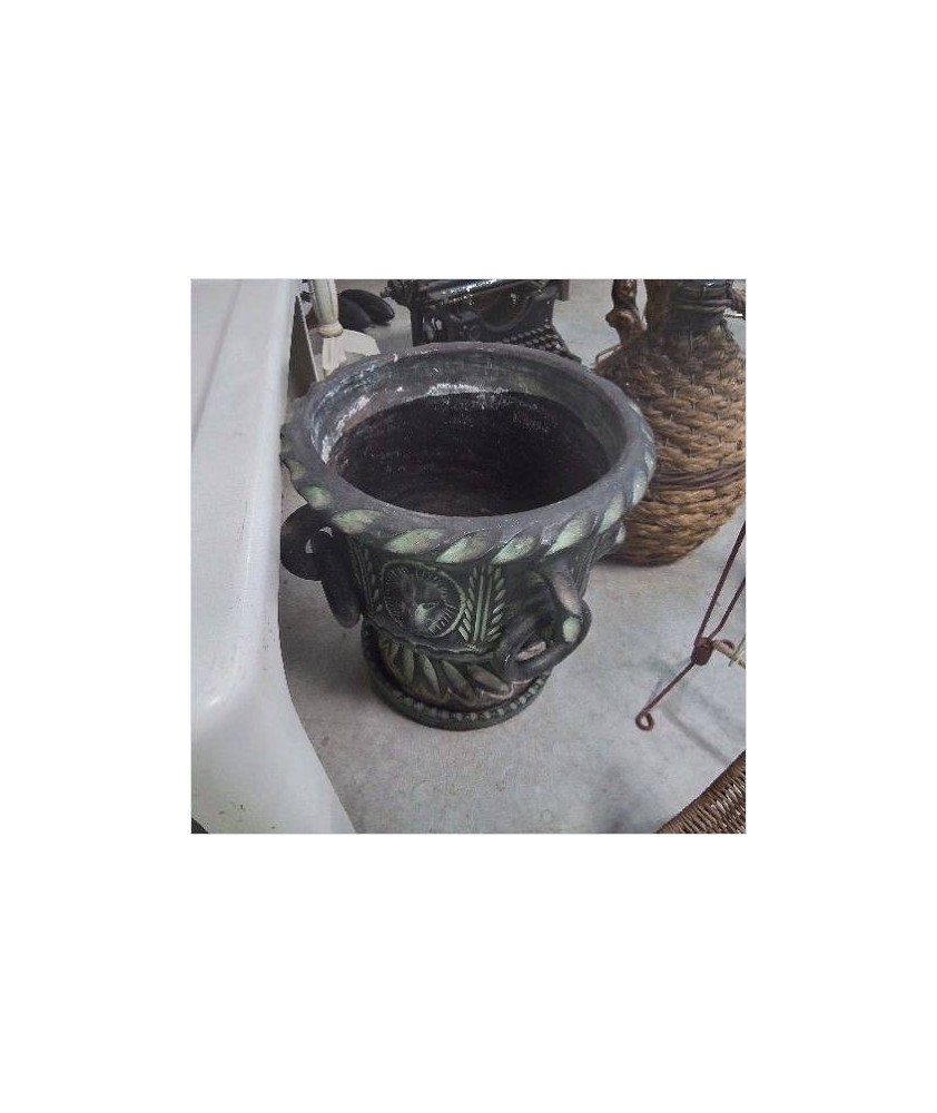 CACHE POT SUR PIED DECOR LION
