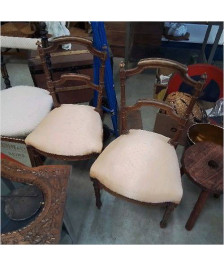 PAIRE DE CHAISES TISSU JAUNE 