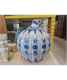 VASE BLEU FORME CITROUILLE 
