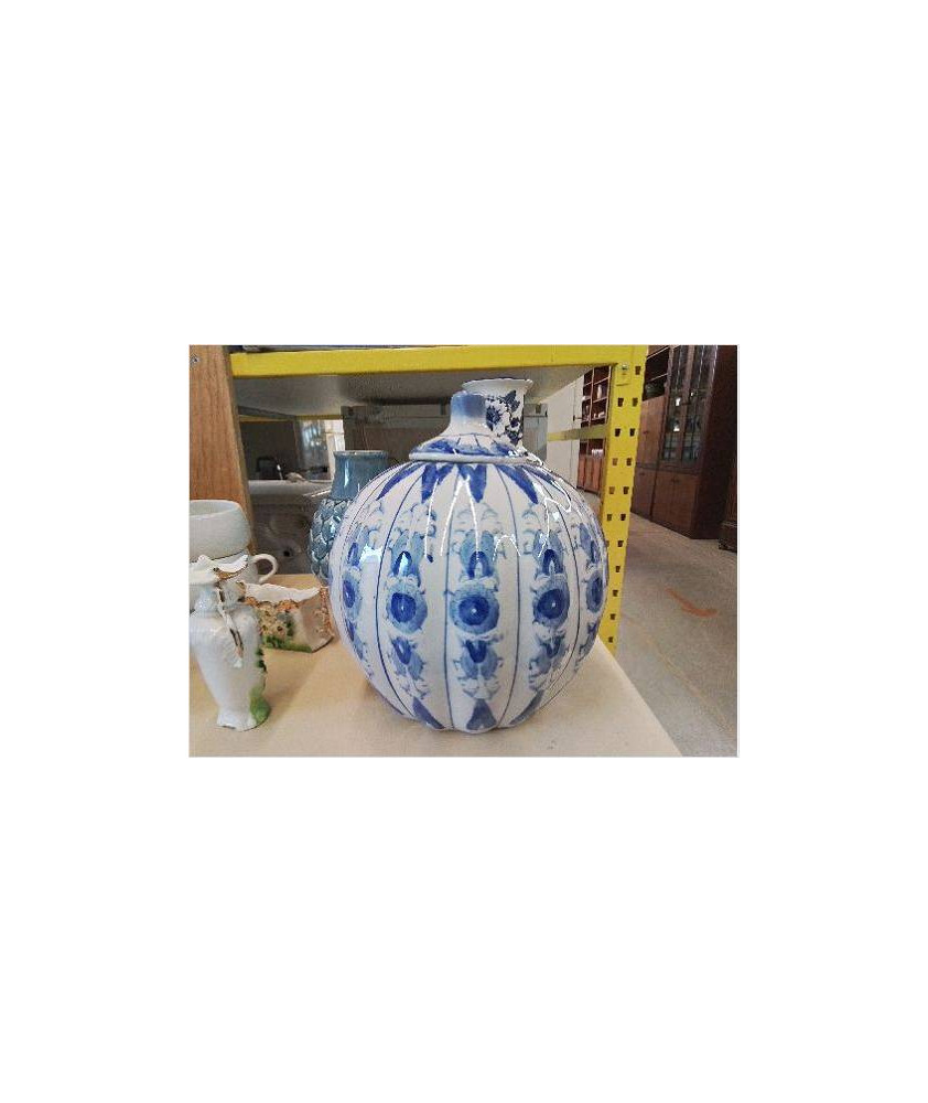 VASE BLEU FORME CITROUILLE 