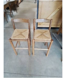 PAIRE DE TABOURET BOIS PAILLÉ 