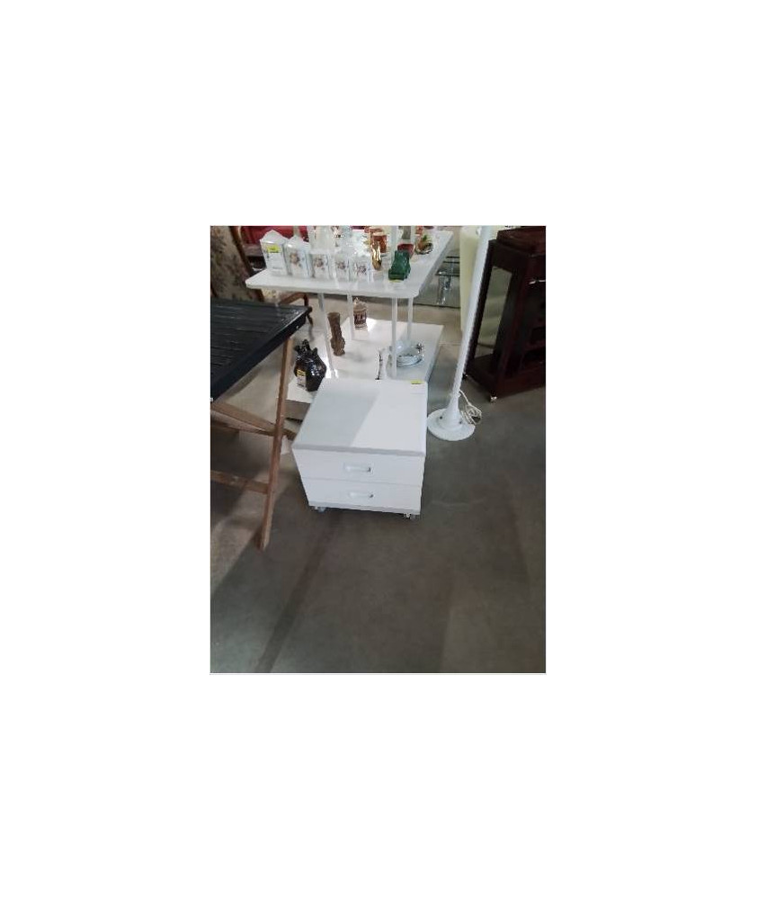 CAISSON A ROULETTES 2 TIROIRS BLANC