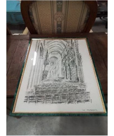 DESSIN L ABBATIALE DE FECAMP LA NEF WILLIAM MORGAN 1922 1994 
