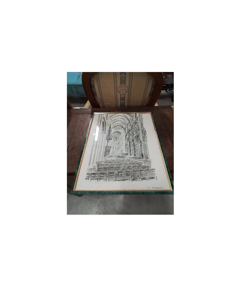 DESSIN L ABBATIALE DE FECAMP LA NEF WILLIAM MORGAN 1922 1994 DESSIN L ABBATIALE DE FECAMP LA NEF WILLIAM MORGAN 1922 1994