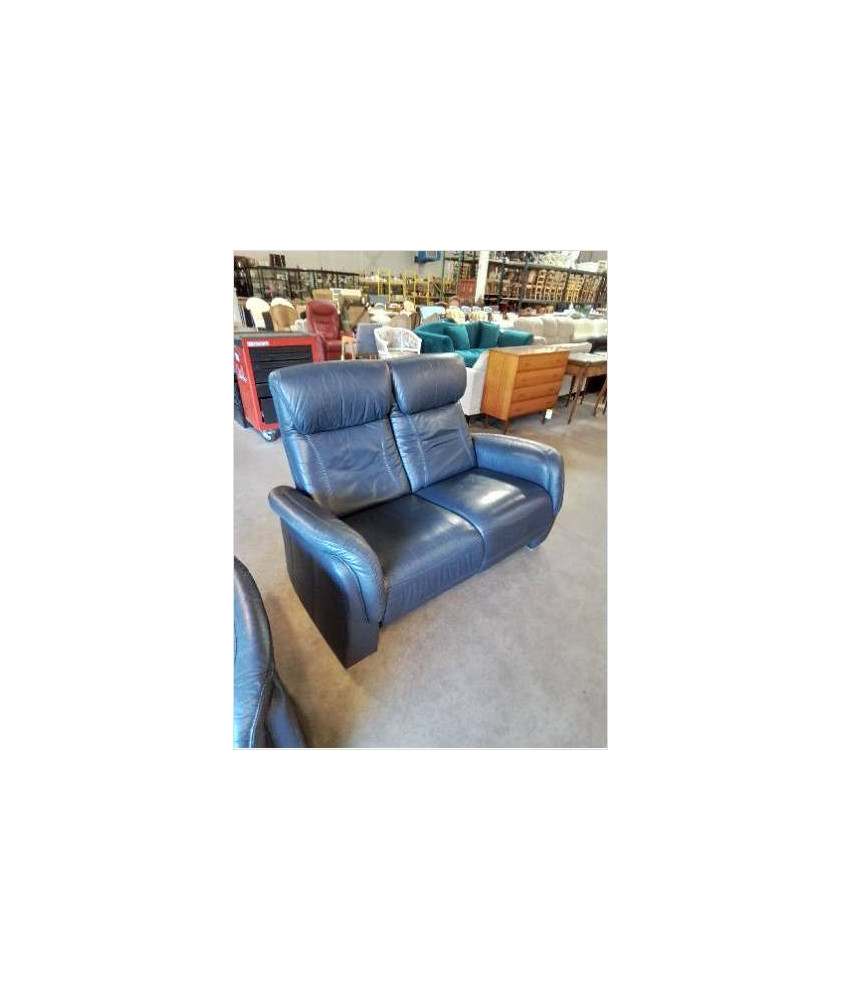 ENSEMBLE SALON 1 FAUTEUIL ET 1 CANAPÉ 2 PLACES RELAX MANUEL CUIR BLEU ENSEMBLE SALON 1 FAUTEUIL ET 1 CANAPÉ 2 PLACES RELAX MANUEL CUIR BLEU
