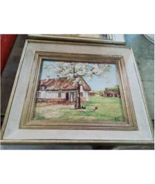 HUILE SUR PANNEAU CHAUMIÈRE ROBERT GIOVANI