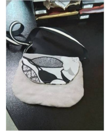 SAC BANDOULIÈRE MATELASSÉ ECRU ET NOIR