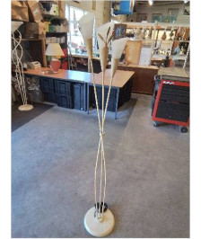 LAMPADAIRE MÉTAL CRÈME 3 FEUX VERRE BLANC 