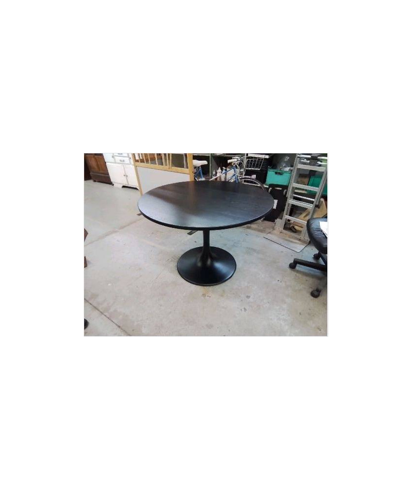 TABLE RONDE NOIR PIED CENTRALE EN FER