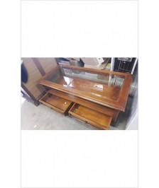 TABLE BASSE MERISIER 2 TIROIRS- DESSUS VERRE