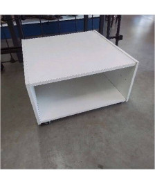 TABLE BASSE BLANCHE A ROULETTES