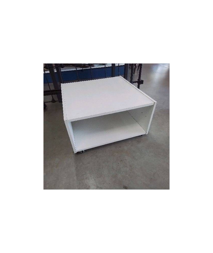 TABLE BASSE BLANCHE A ROULETTES