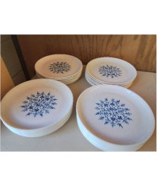 LOT DE 6 PETITES ASSIETES DECO VEGETAL BLEUTÉ 