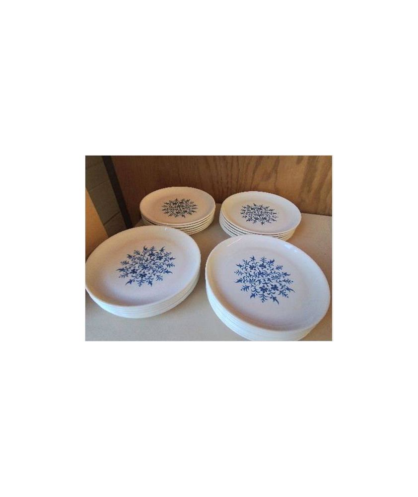 LOT DE 6 PETITES ASSIETES DECO VEGETAL BLEUTÉ 