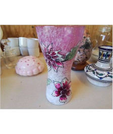 MINI VASE EN VERRE ROSE DECORÉ 