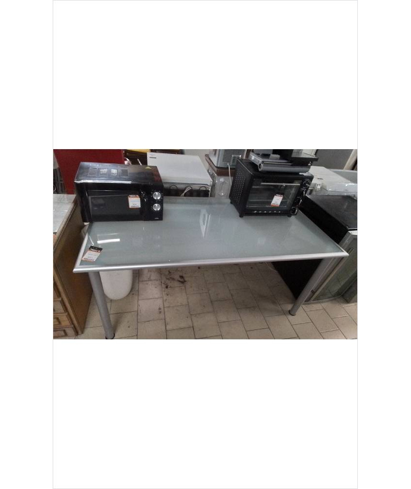 TABLE VERRE GRISE GM 