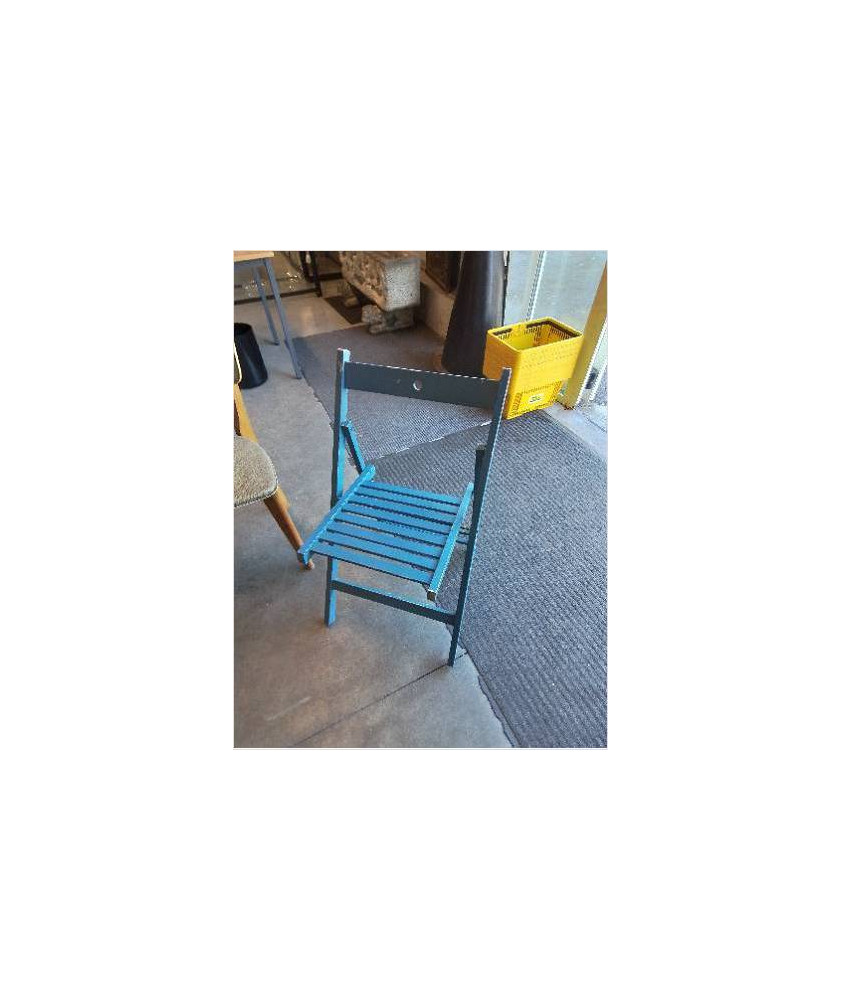 CHAISE PLIANTE BOIS AJOURÉ BLEU