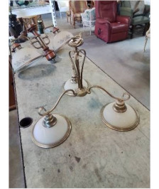 LUSTRE VERRE ET LAITON 3 FEUX 