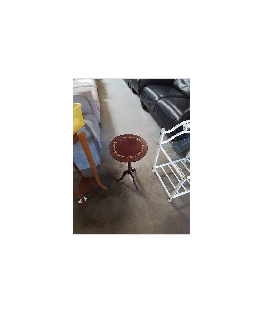 GUERIDON ROND TRIPODE BOIS DESSUS LISERÉ DORÉ 