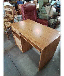  BUREAU RECTANGULAIRE BOIS CLAIR 1 TIROIR 1 PORTE 1 NICHE