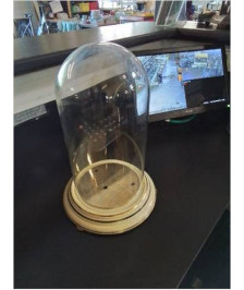 GLOBE VERRE SOCLE MÉTAL CRÈME