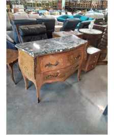 COMMODE BOIS DE ROSE 2 TIROIRS PLATEAU MARBRE STYLE LOUIS XV 