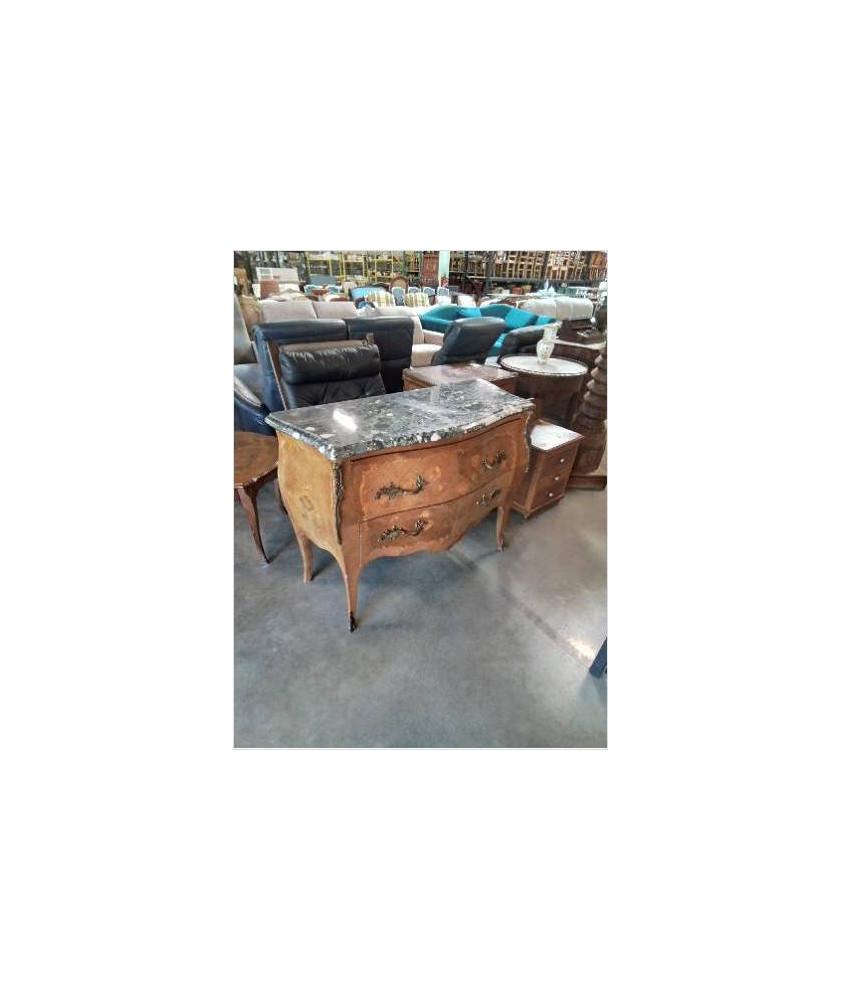 COMMODE BOIS DE ROSE 2 TIROIRS PLATEAU MARBRE STYLE LOUIS XV 