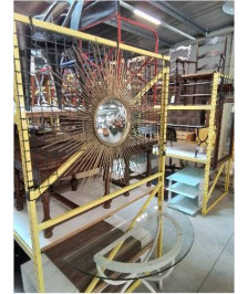 MIROIR SOLEIL CHATY VALLAURIS METAL 96 CM ANNEES 50/60