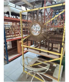 MIROIR SOLEIL CHATY VALLAURIS METAL 96 CM ANNEES 50/60