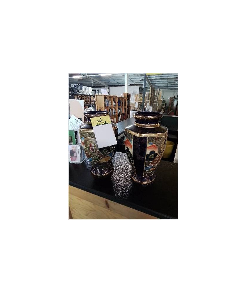 PAIRE DE VASES PORCELAINE SATSUMA