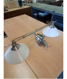 SUSPENSION 2 FEUX MÉTAL CHROMÉ ET VERRR BLANC 