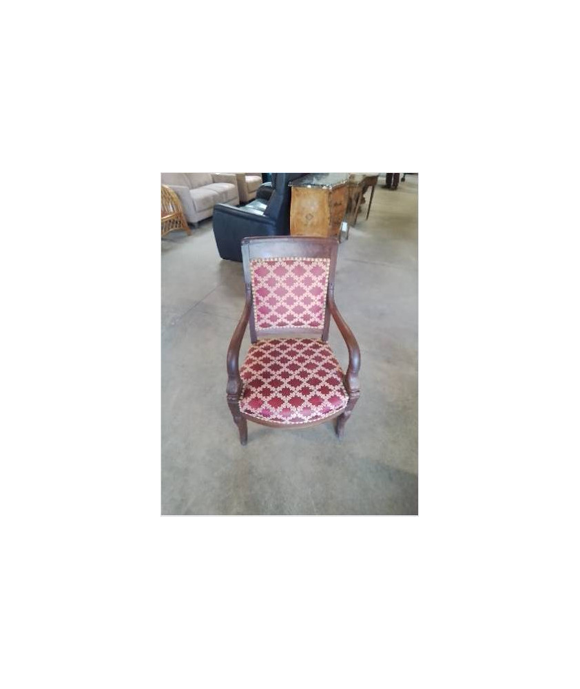 FAUTEUIL STYLE EMPIRE ACCOTOIRS AU DAUPHIN TISSU GRENAT DORE XIXE FAUTEUIL STYLE EMPIRE ACCOTOIRS AU DAUPHIN TISSU GRENAT DORE XIXE