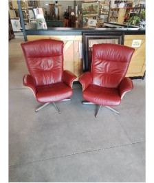 FAUTEUIL RELAX PRIME CUIR ROUGE DESIGN JAHN AAMODT  EDITION CONFORM SUEDE