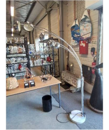 LAMPADAIRE ARC MÉTAL CHROMÉ 5 BRANCHES SOCLE MARBRE BLANC WOFI LEUCHTEN GMBH