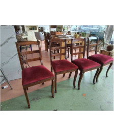 CHAISE EN NOYER VELOURS ROUGE LOUIS PHILIPPE