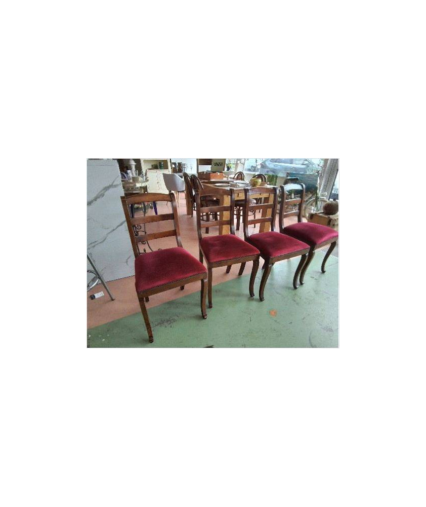 CHAISE EN NOYER VELOURS ROUGE LOUIS PHILIPPE