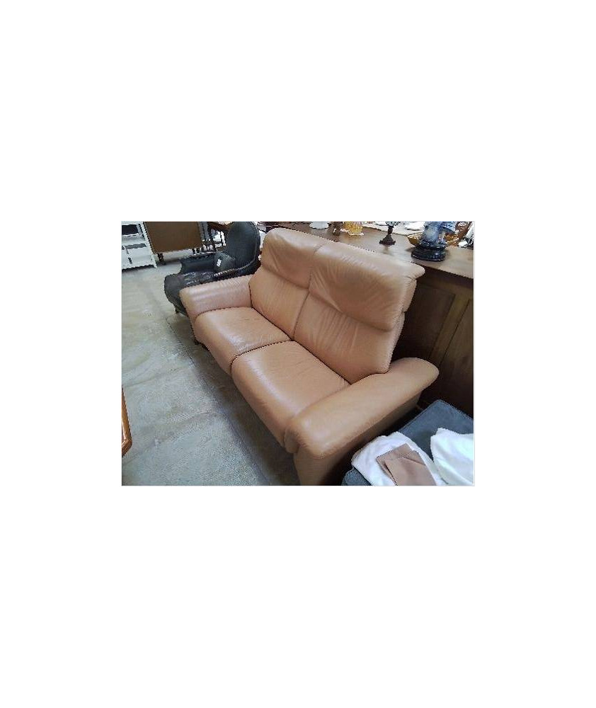 CANAPÉ 2 PLACES CUIR BEIGE 