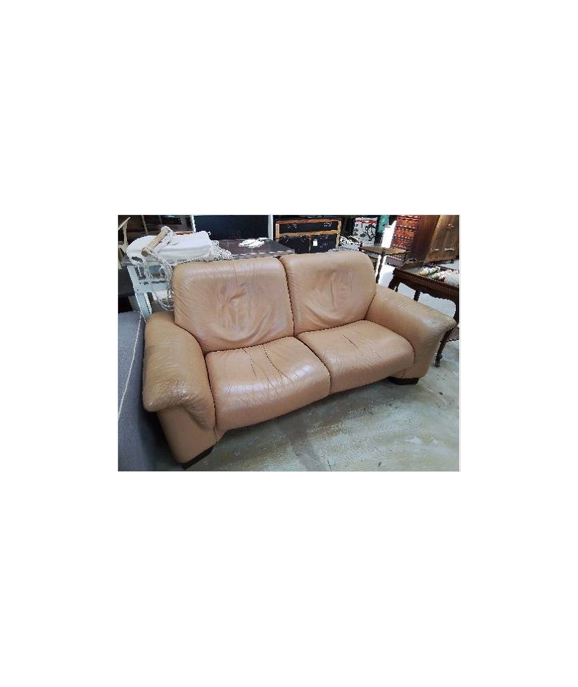 CANAPÉ 2 PLACES CUIR BEIGE 