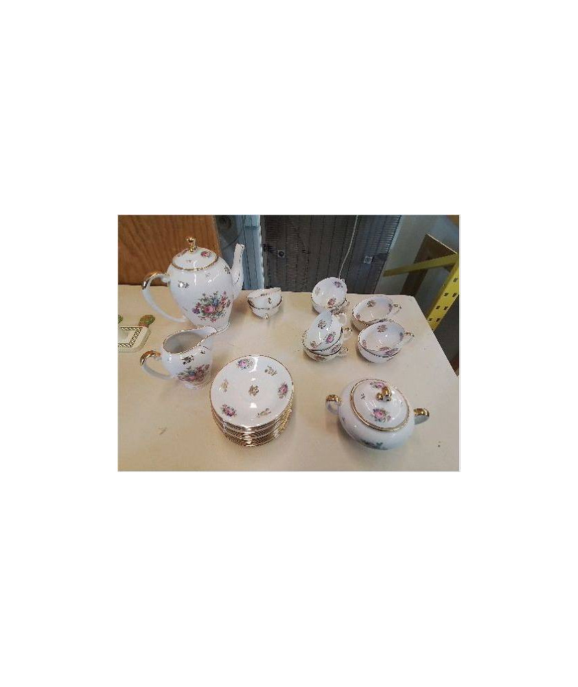SERCICE À CAFÉ EN PORCELAINE AVEC MOTIF FLORAL 
