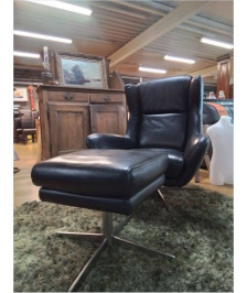 FAUTEUIL CUIR + REPOSE PIED