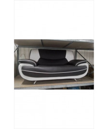 CANAPE 2PL SIMILI CUIR NOIR ET BLANC