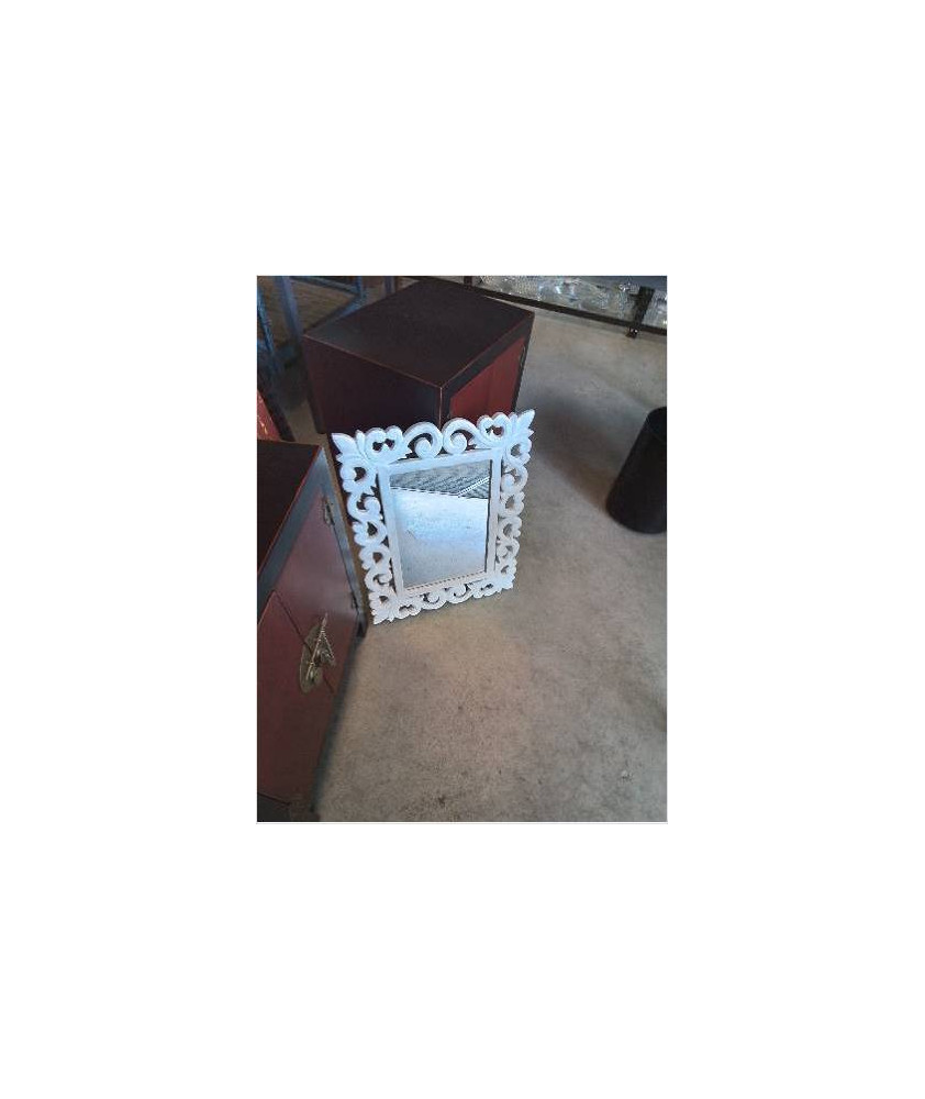 MIROIR RECTANGULAIRE BOIS BLANC CERUSÉ 