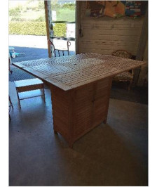 BAR TABLE MANGE DEBOUT DE JARDIN A ABATTANTS 2 PORTES TECK